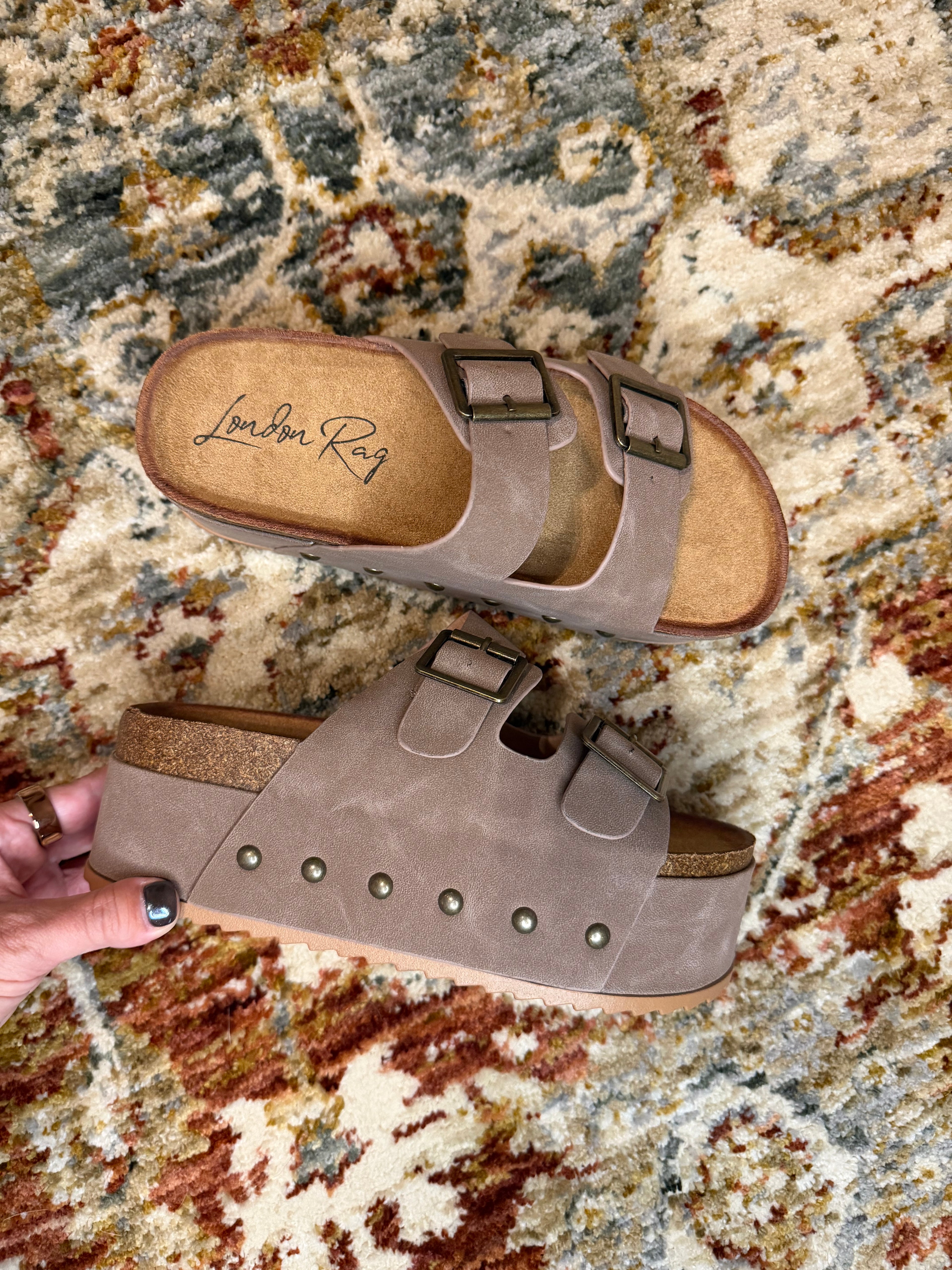 Sedona Studded Platform Sandal — Taupe