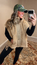 Aspen Oversized Sherpa Vest - Beige
