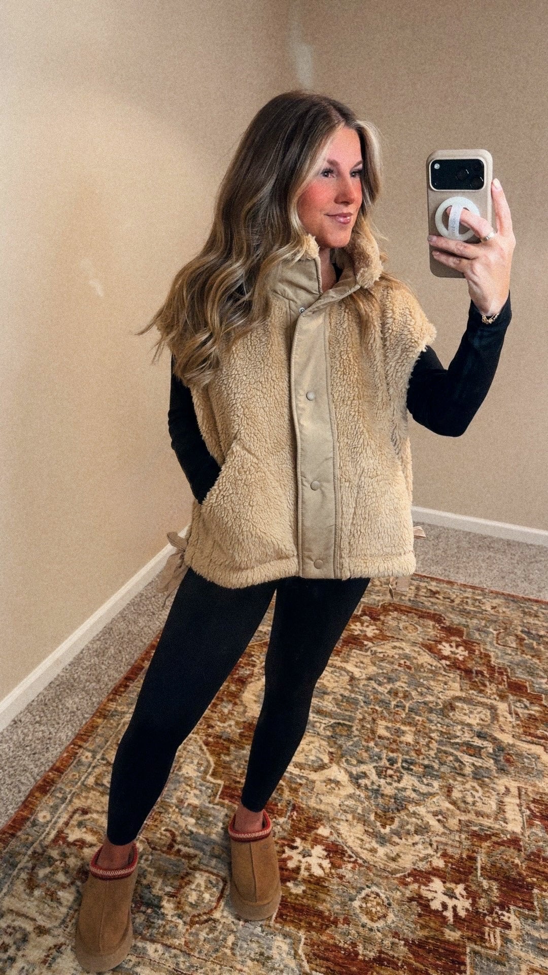 Aspen Oversized Sherpa Vest - Beige