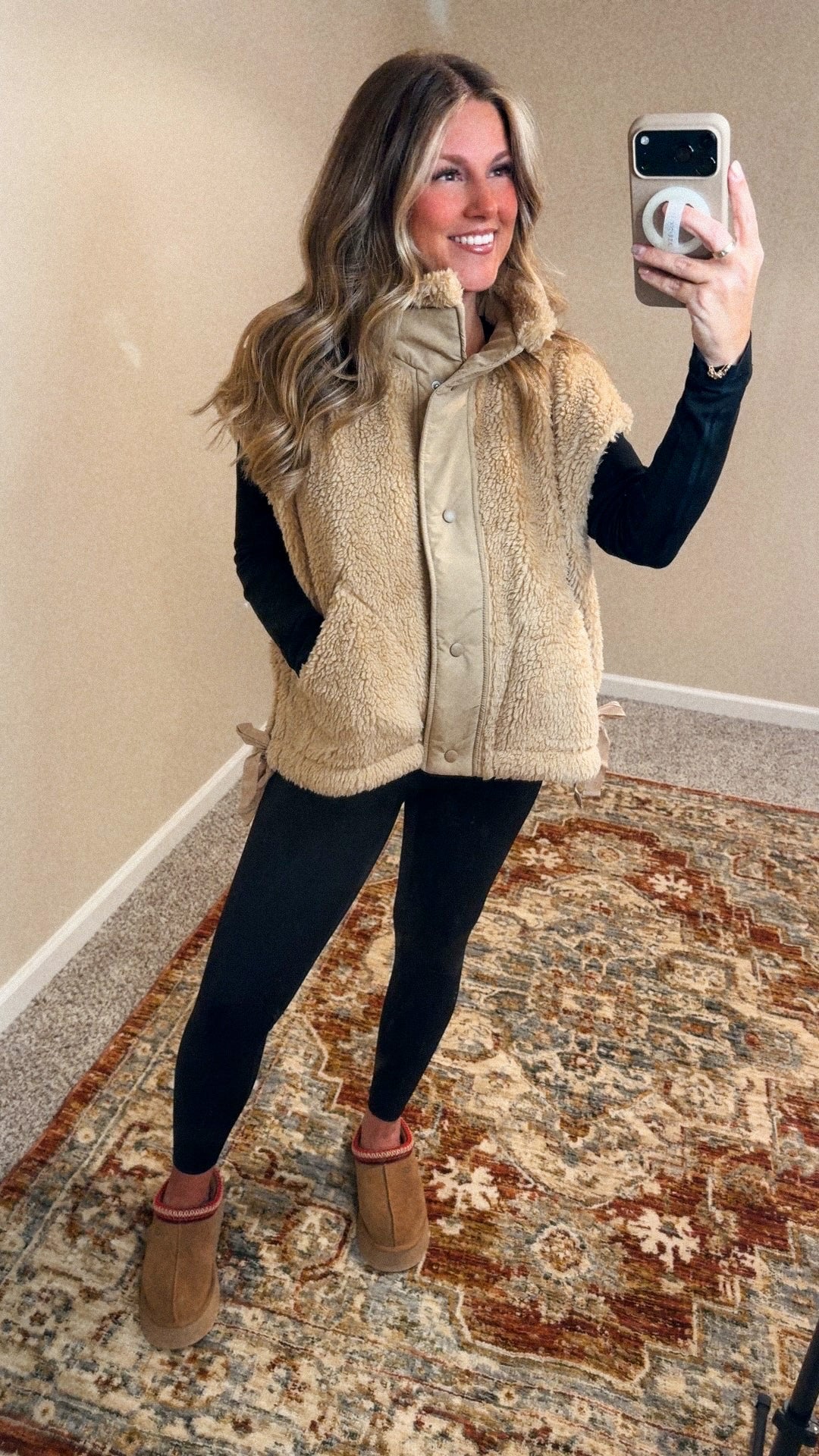 Aspen Oversized Sherpa Vest - Beige