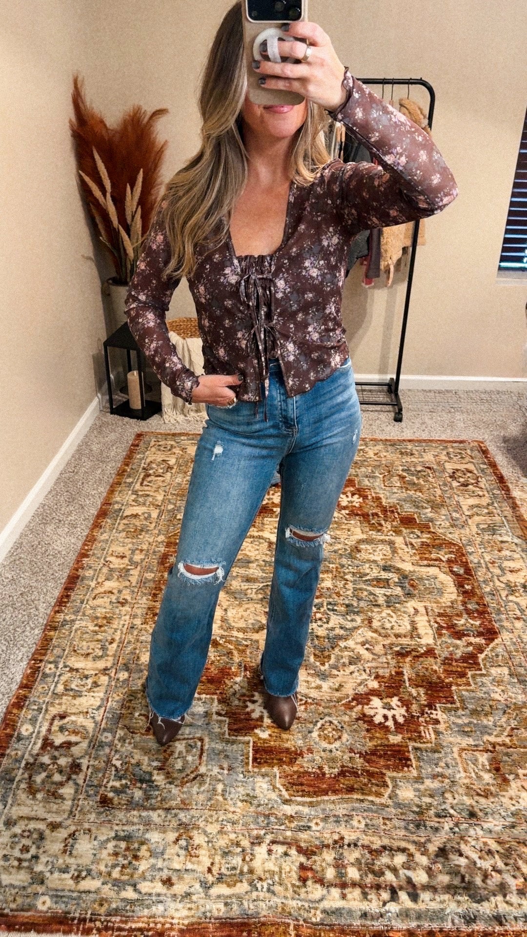 Autumn Bloom Mesh Top