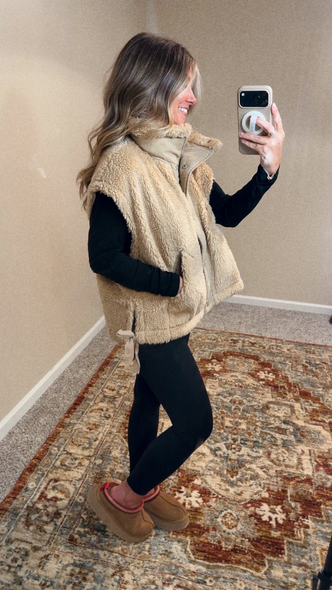 Aspen Oversized Sherpa Vest - Beige