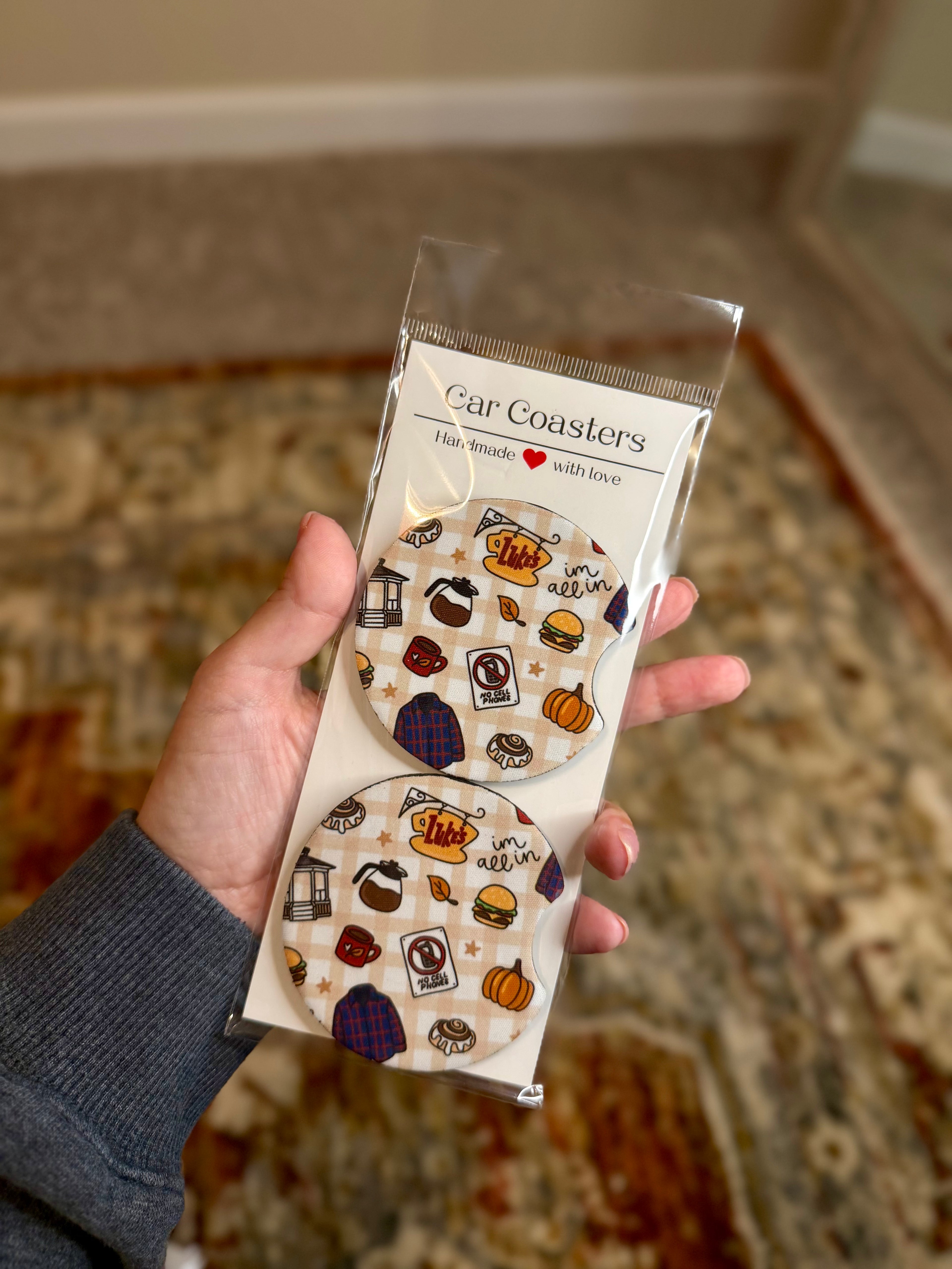 Small Town Diner Autumn Car Coaster Set