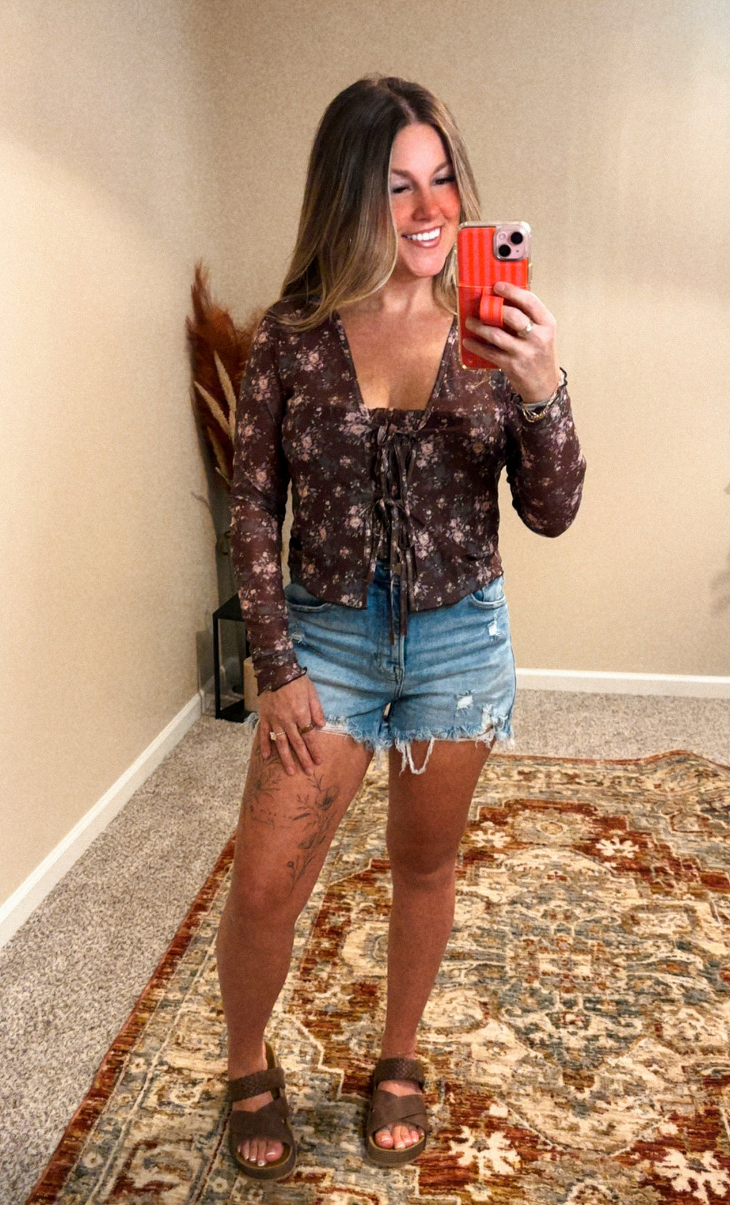 Autumn Bloom Mesh Top