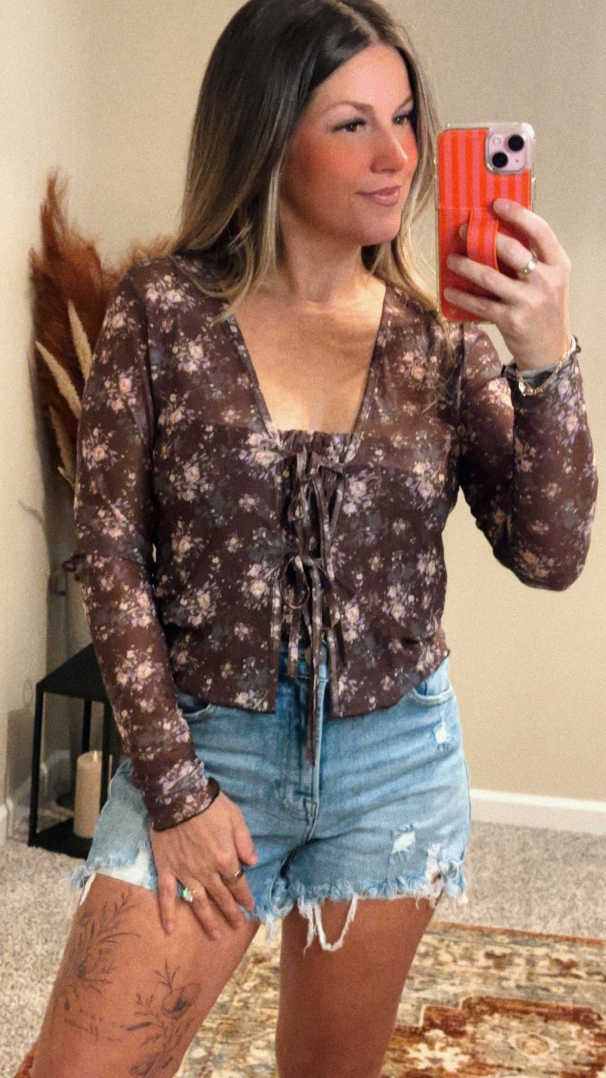 Autumn Bloom Mesh Top
