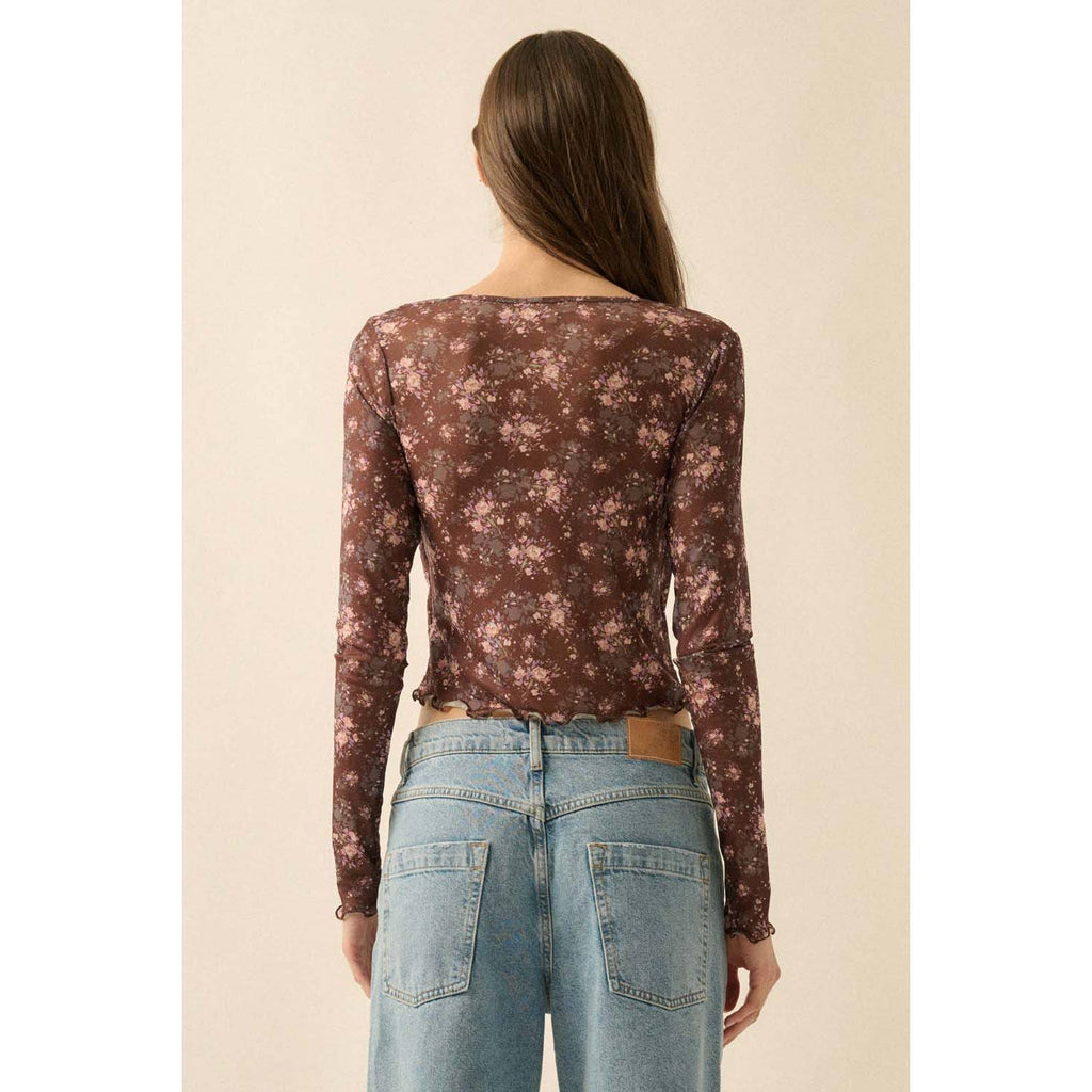 Autumn Bloom Mesh Top